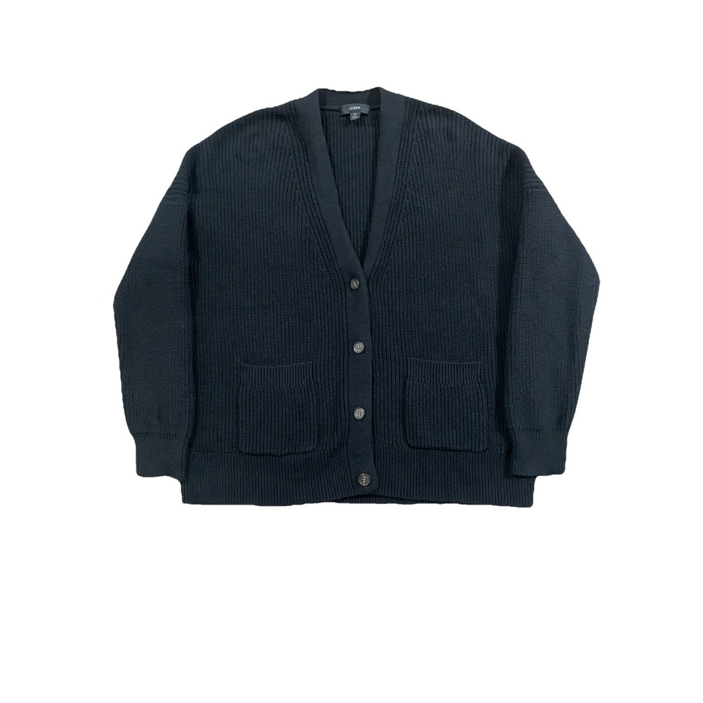 J.Crew Cardigan Sweater Women S Black Button Front V-Neck Cashmere Blend Preppy